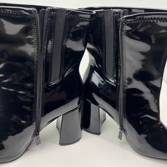 Torrid Stretch Black Patent Faux Leather WIDE Ankle Boots - Picture 5 of 10
